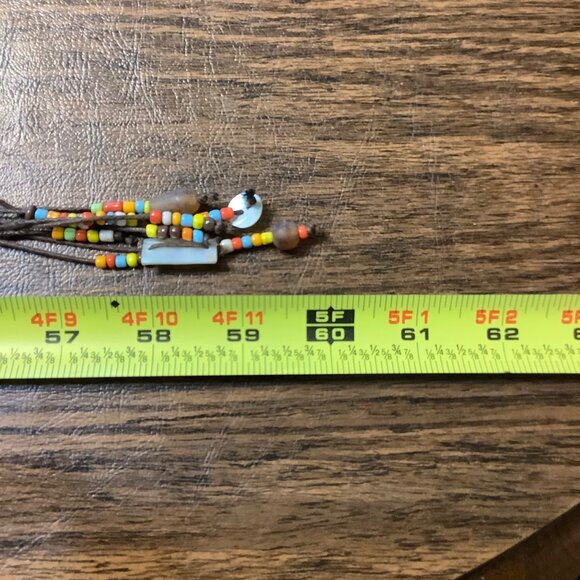 Vtg Boho Retro Tribal Multicolored Seed Beads Belt Woven Cord 60" Length - Picture 7 of 8